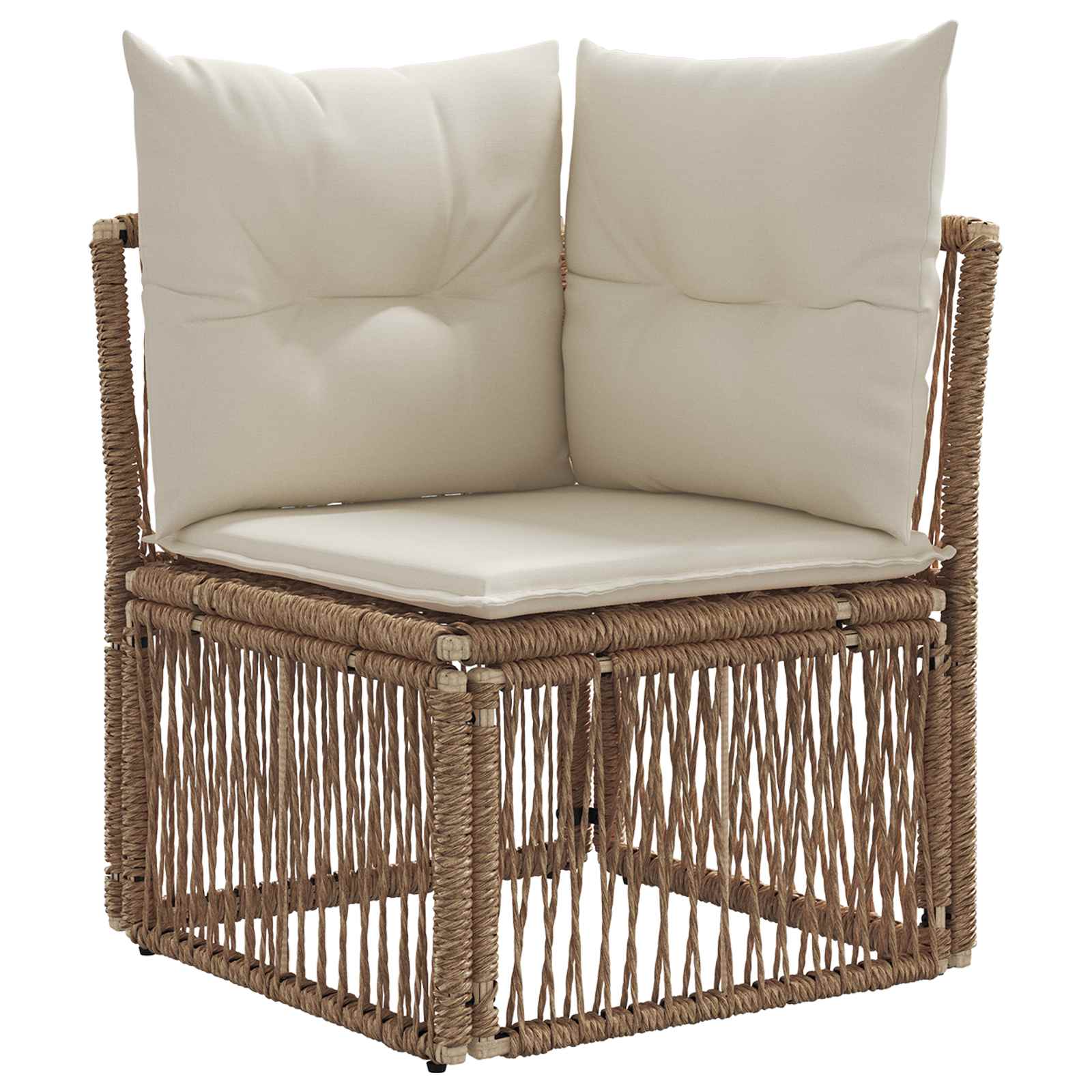 Gartensofa-set 14 pcs Beige und Cremeweiß Poly-Rattan