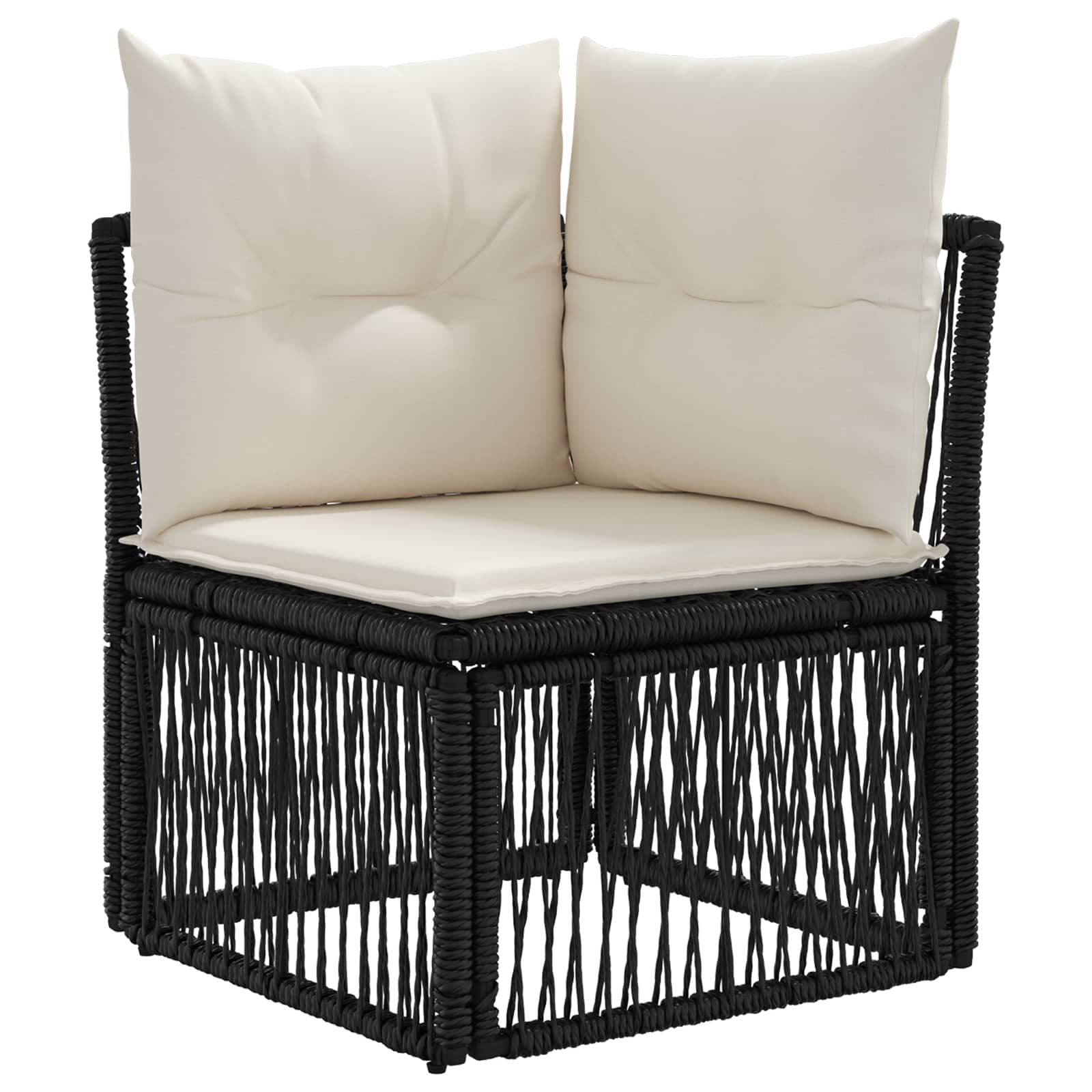 Gartensofa-set 12 pcs Schwarz und Cremeweiß Poly-Rattan