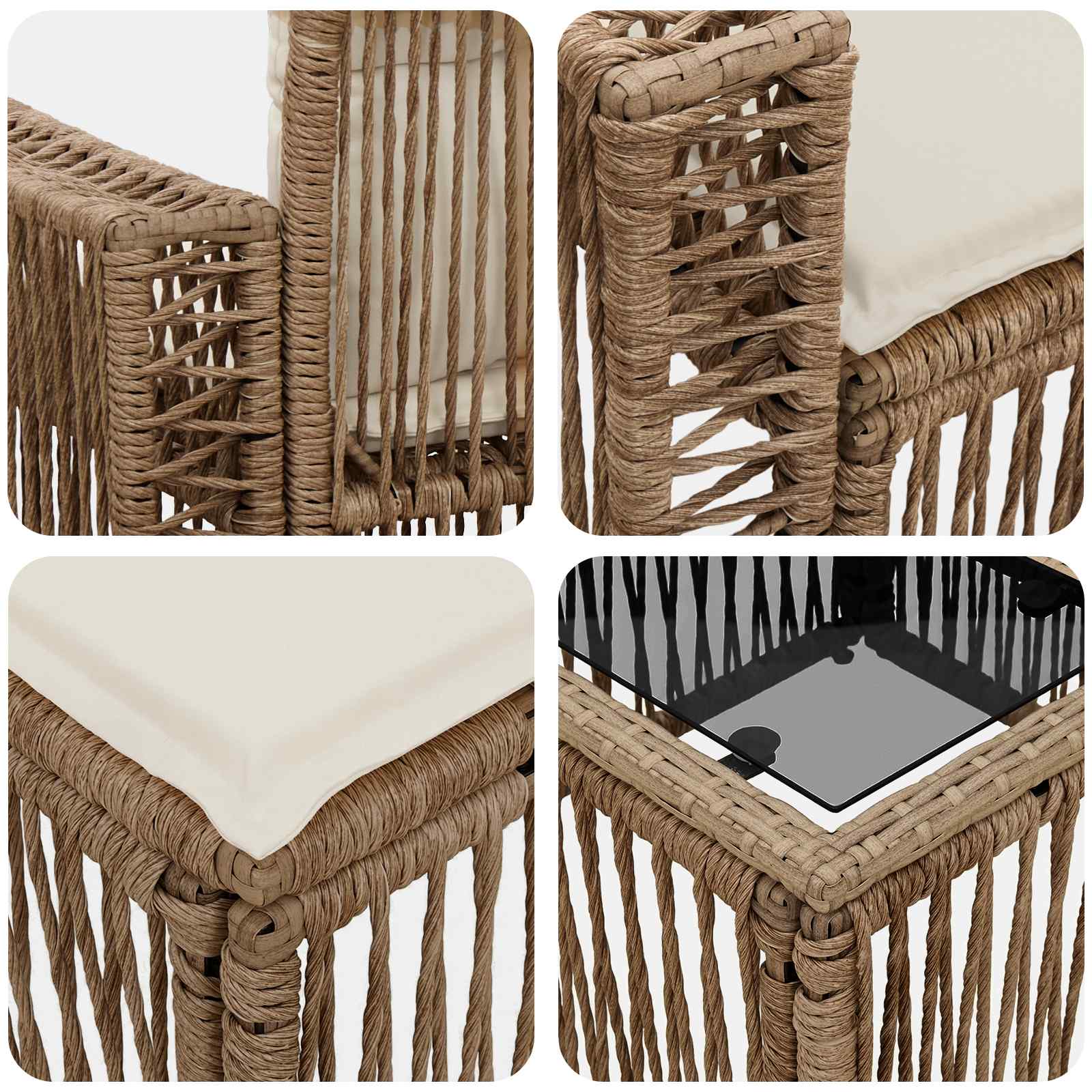 Gartensofa-set 14 pcs Beige und Cremeweiß Poly-Rattan