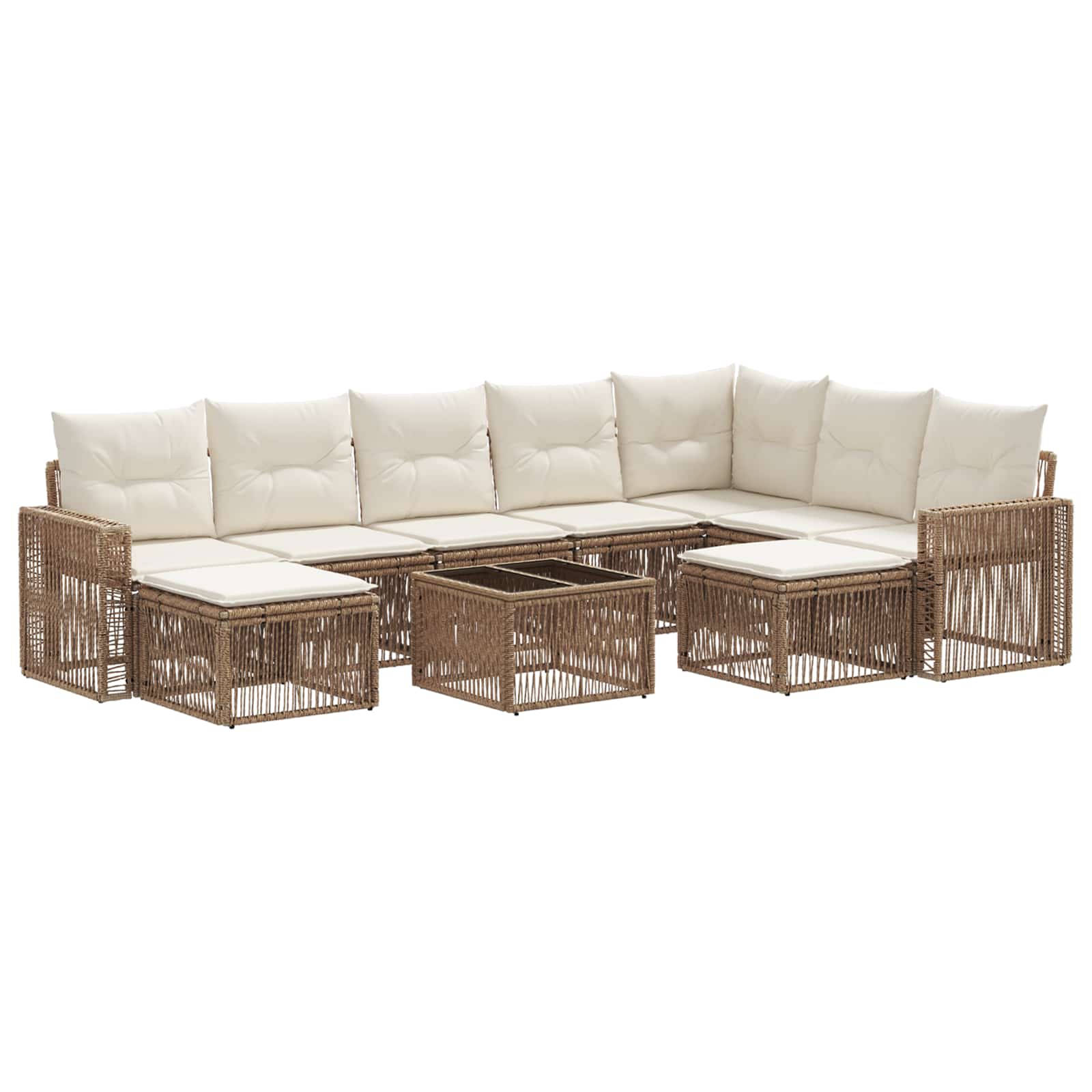 Gartensofa-set 10 pcs Beige und Cremeweiß Poly-Rattan