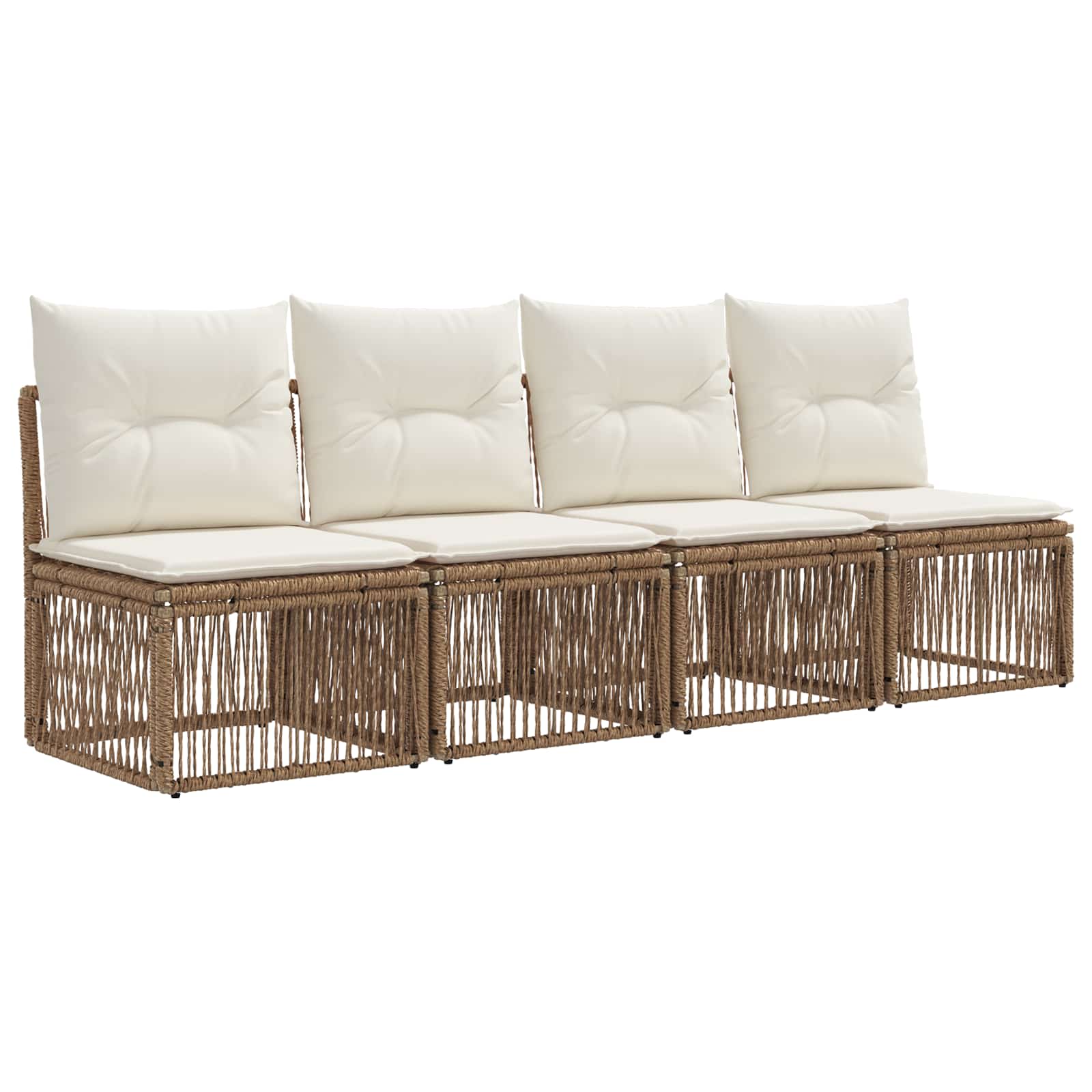 Gartensofa-set 10 pcs Beige und Cremeweiß Poly-Rattan