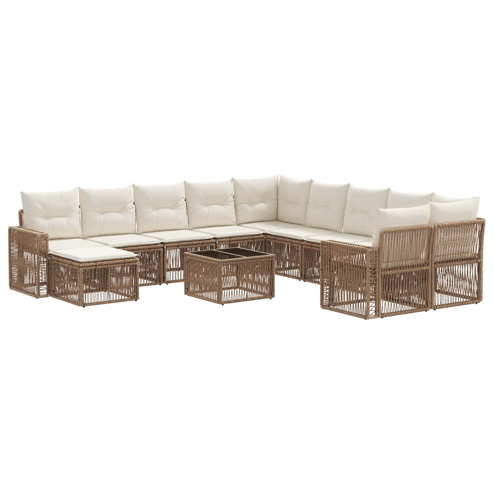 Gartensofa-set 12 pcs Beige und Cremeweiß Poly-Rattan