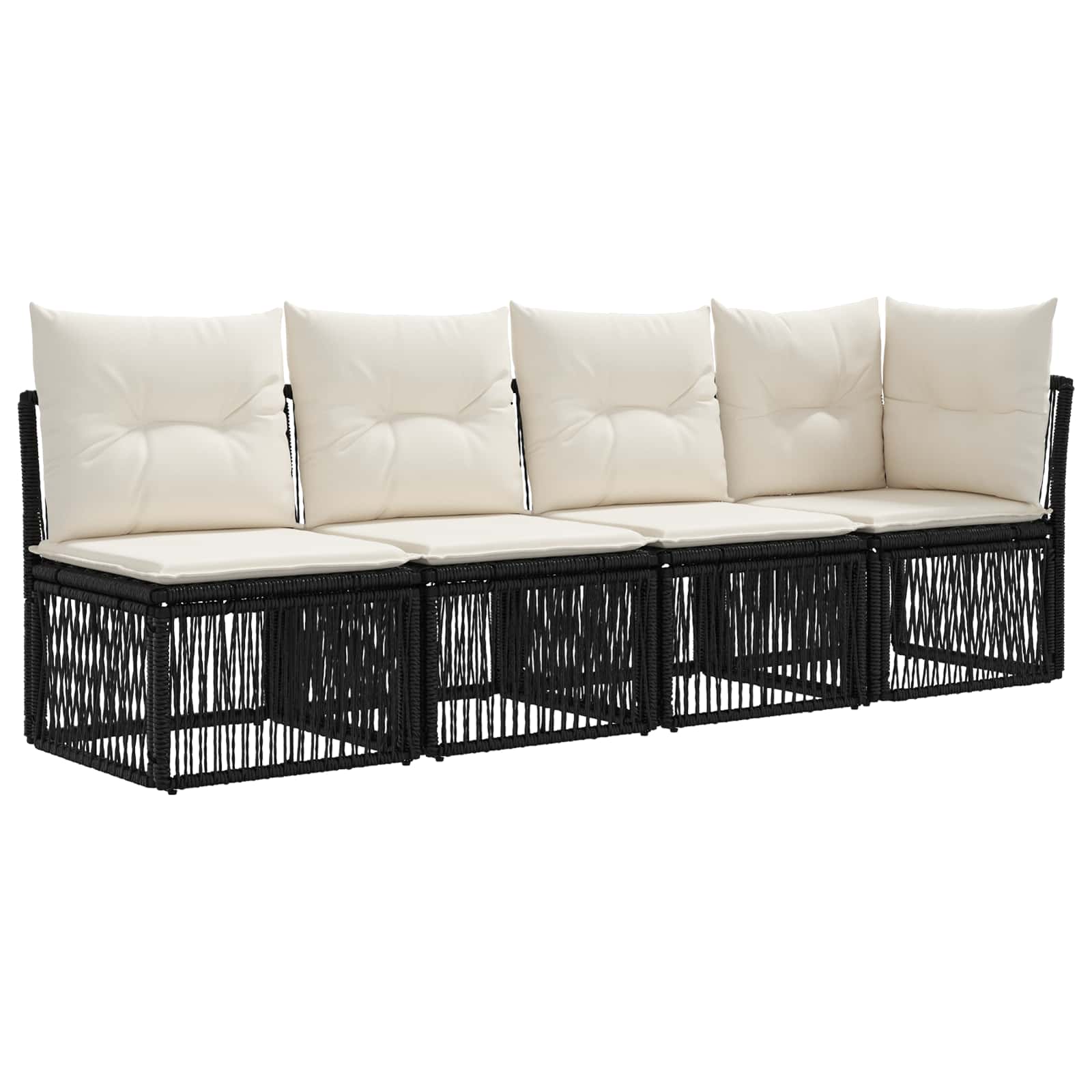 Gartensofa-set 13 pcs Schwarz und Cremeweiß Poly-Rattan