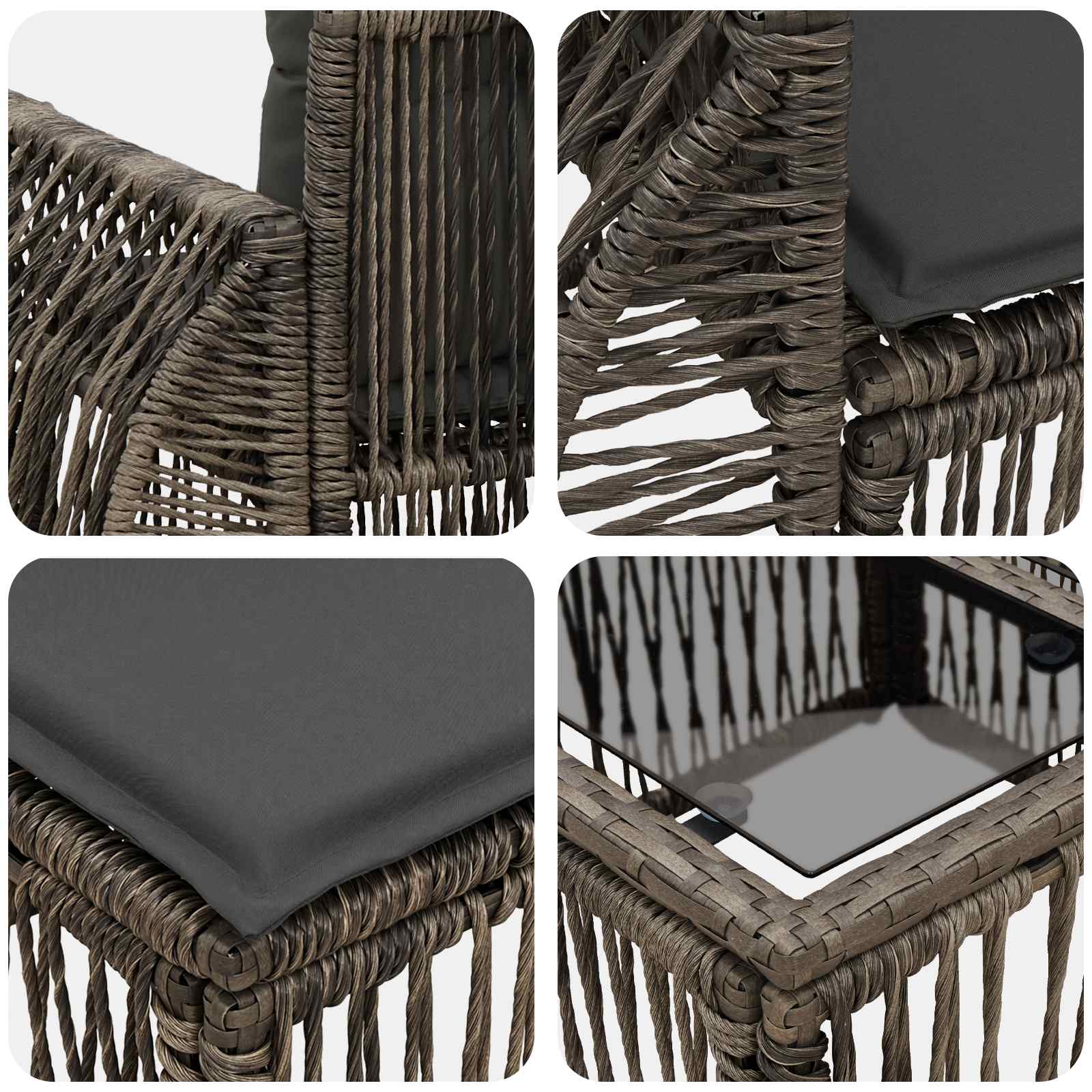 Gartensofa-set 7 pcs Grau und Dunkelgrau Poly-Rattan
