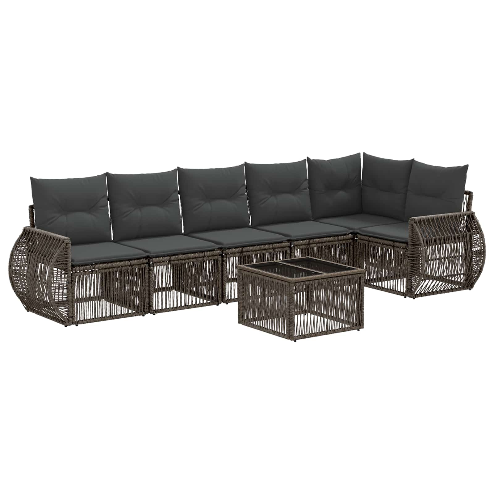 Gartensofa-set 7 pcs Grau und Dunkelgrau Poly-Rattan