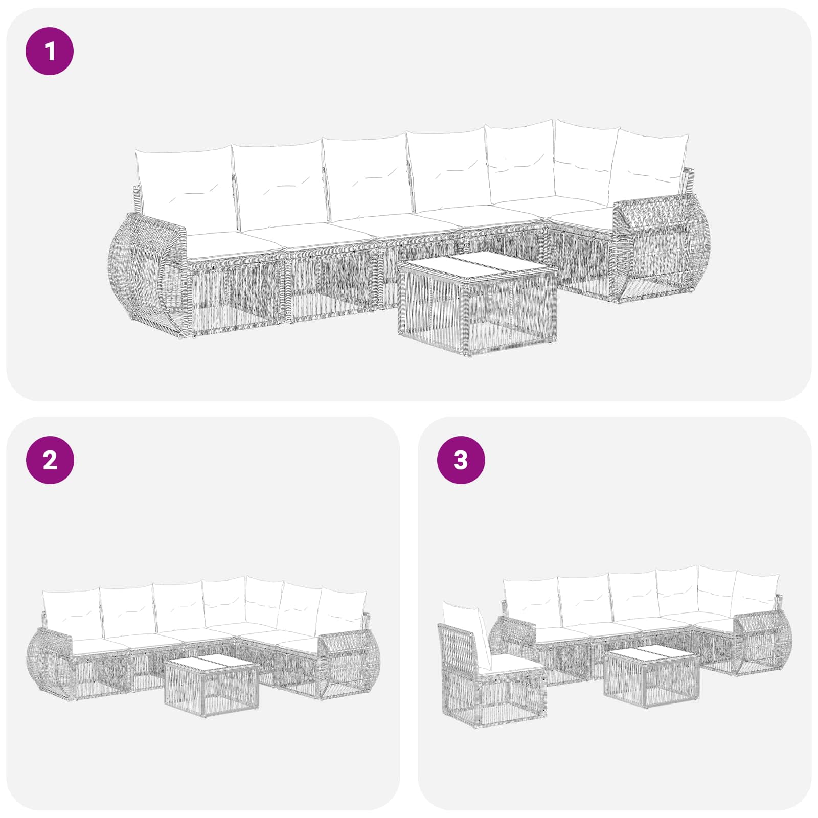 Gartensofa-set 7 pcs Grau und Dunkelgrau Poly-Rattan