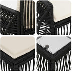 Gartensofa-set 10 pcs Schwarz und Cremeweiß Poly-Rattan
