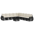 Gartensofa-set 10 pcs Schwarz und Cremeweiß Poly-Rattan