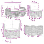 Gartensofa-set 10 pcs Schwarz und Cremeweiß Poly-Rattan