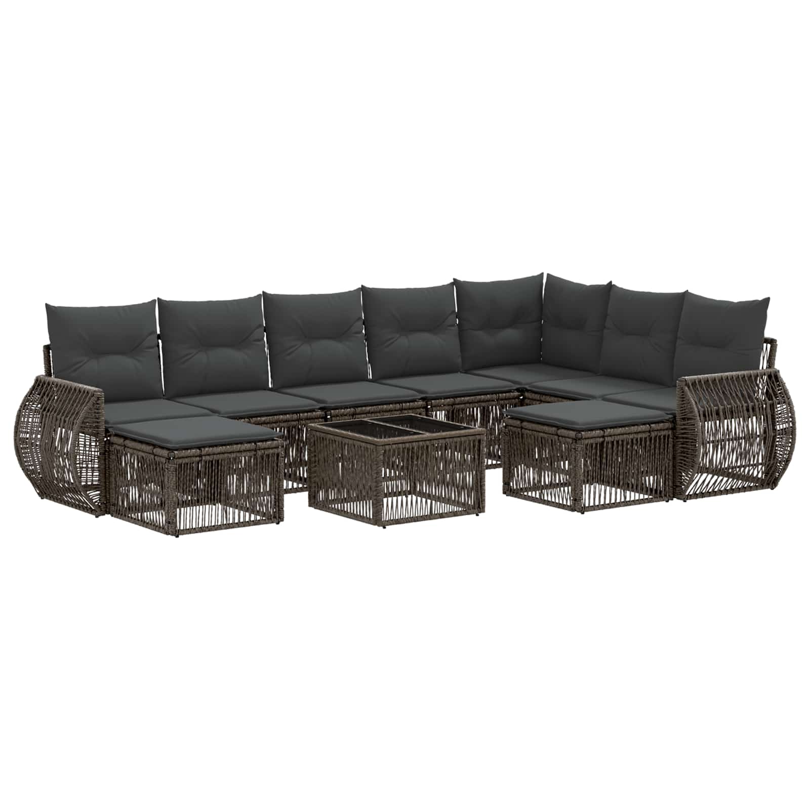 Gartensofa-set 10 pcs Grau Poly-Rattan