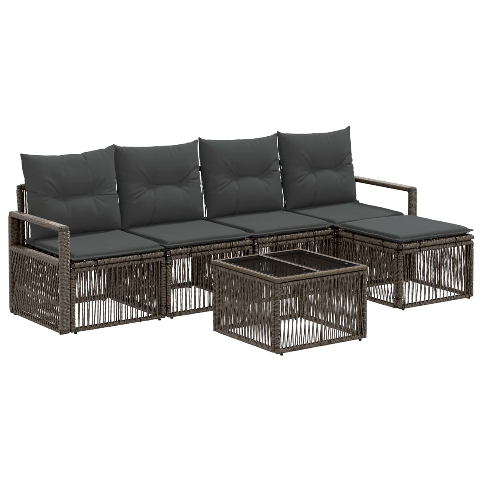 Gartensofa-set 6 pcs Grau Poly-Rattan