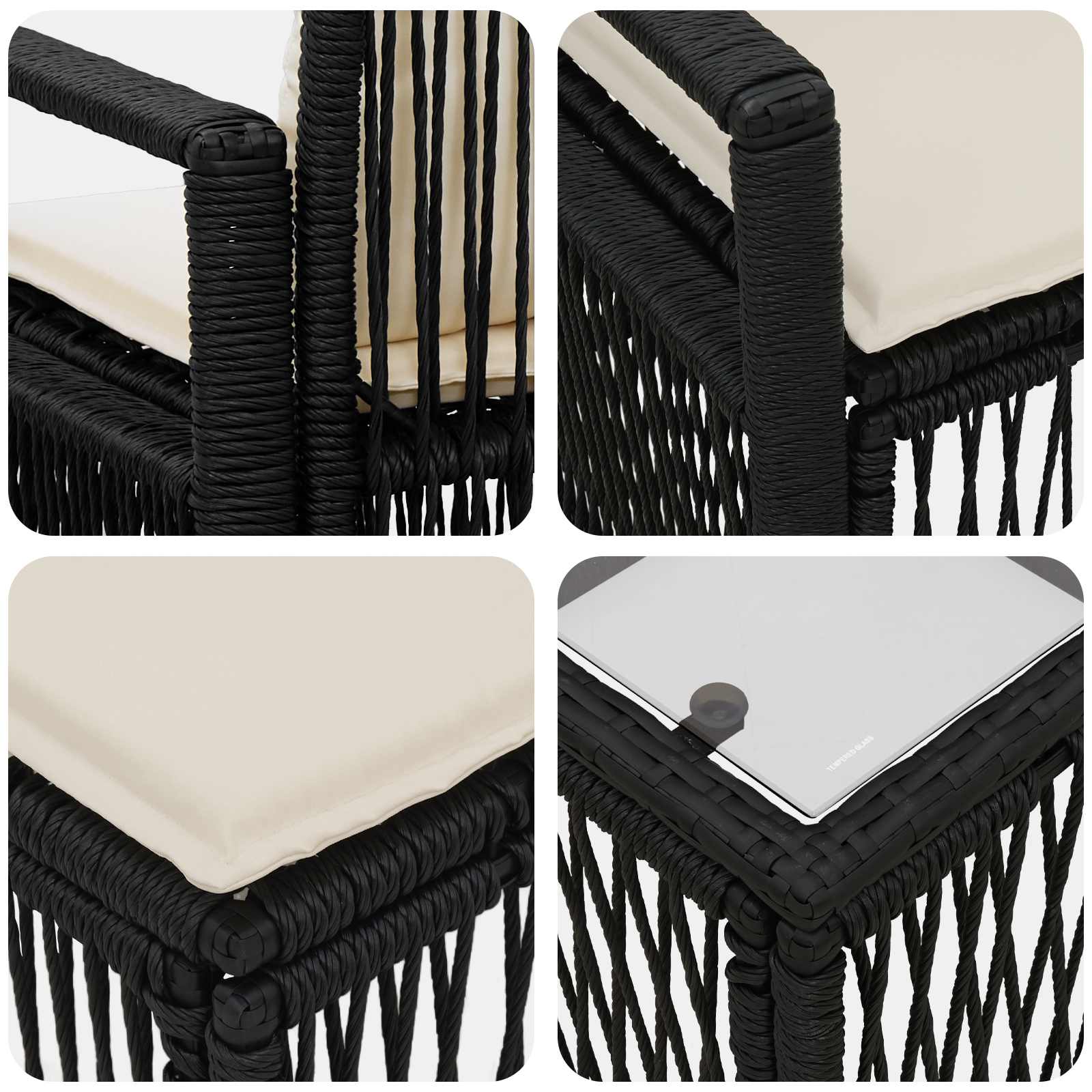 Gartensofa-set 5 pcs Schwarz Poly-Rattan