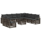 Gartensofa-set 11 pcs Grau Poly-Rattan