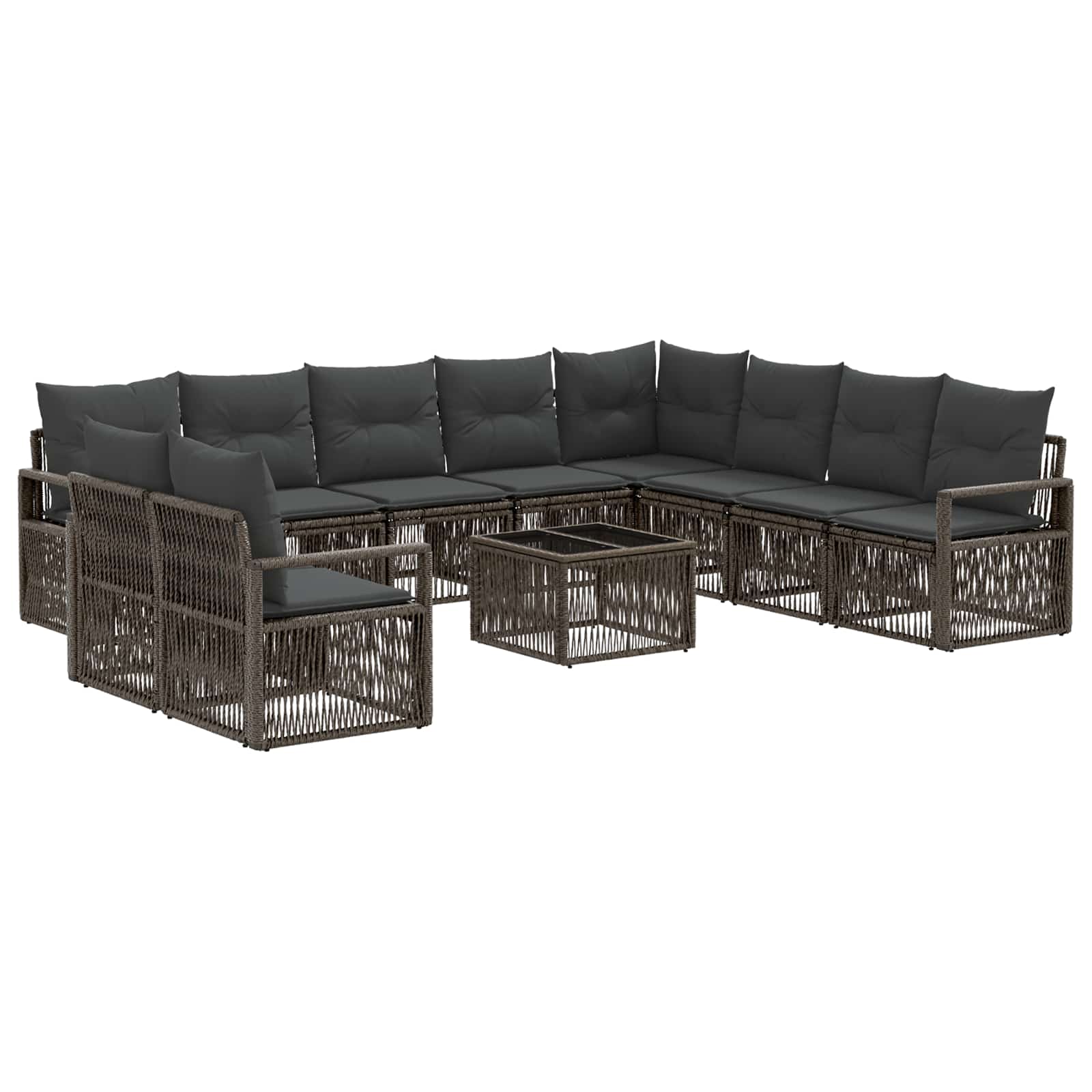 Gartensofa-set 11 pcs Grau Poly-Rattan