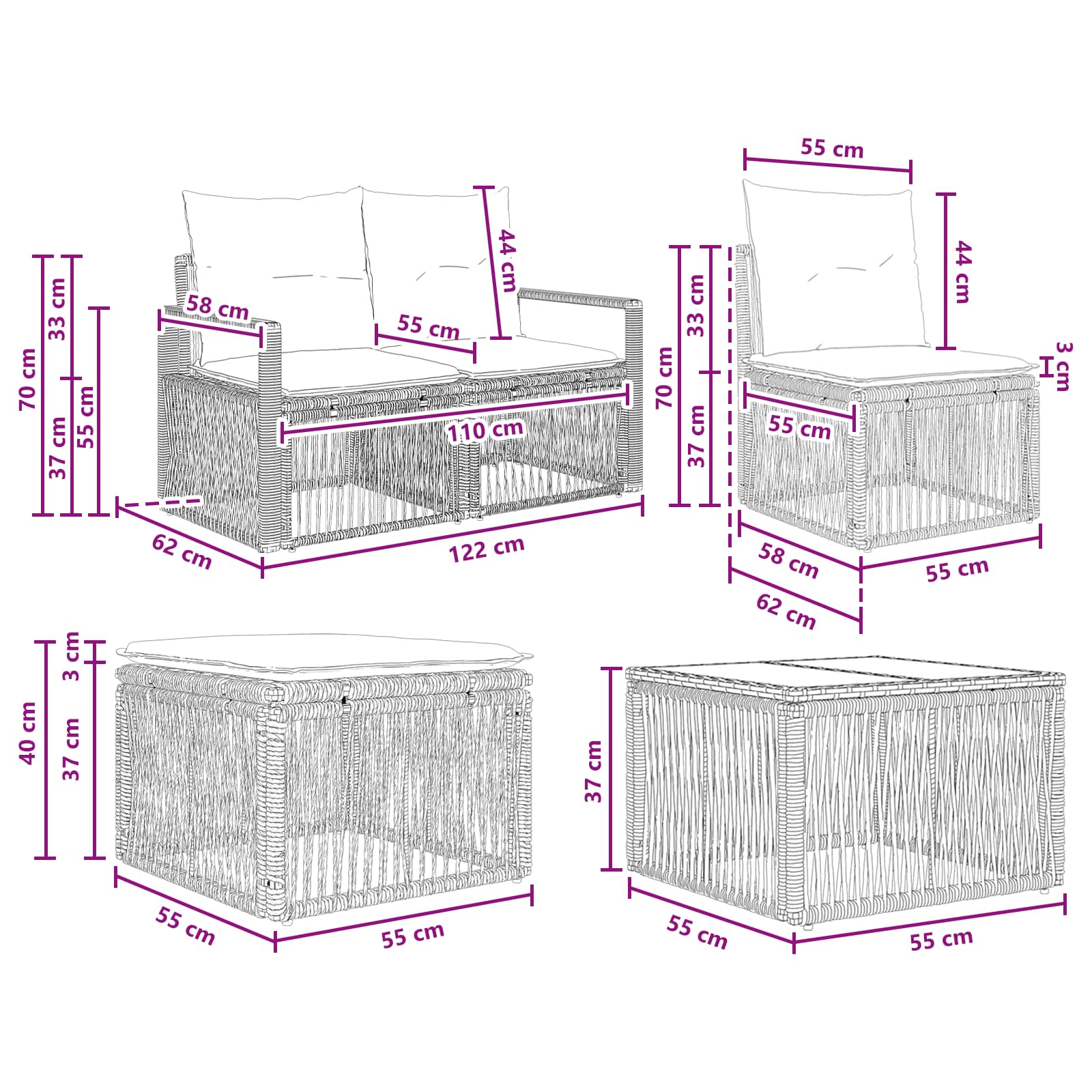 Gartensofa-set 8 pcs Beige Poly-Rattan