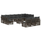 Gartensofa-set 14 pcs Grau Poly-Rattan