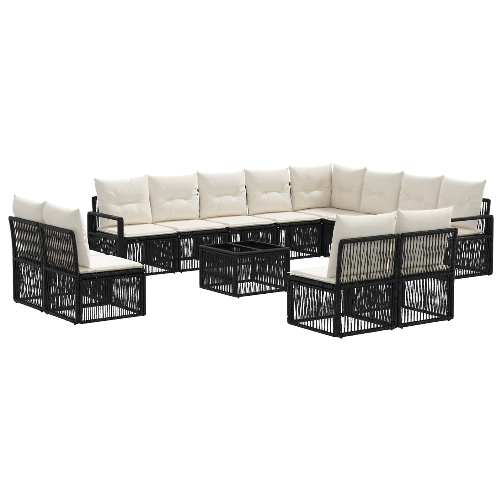 Gartensofa-set 13 pcs Schwarz Poly-Rattan