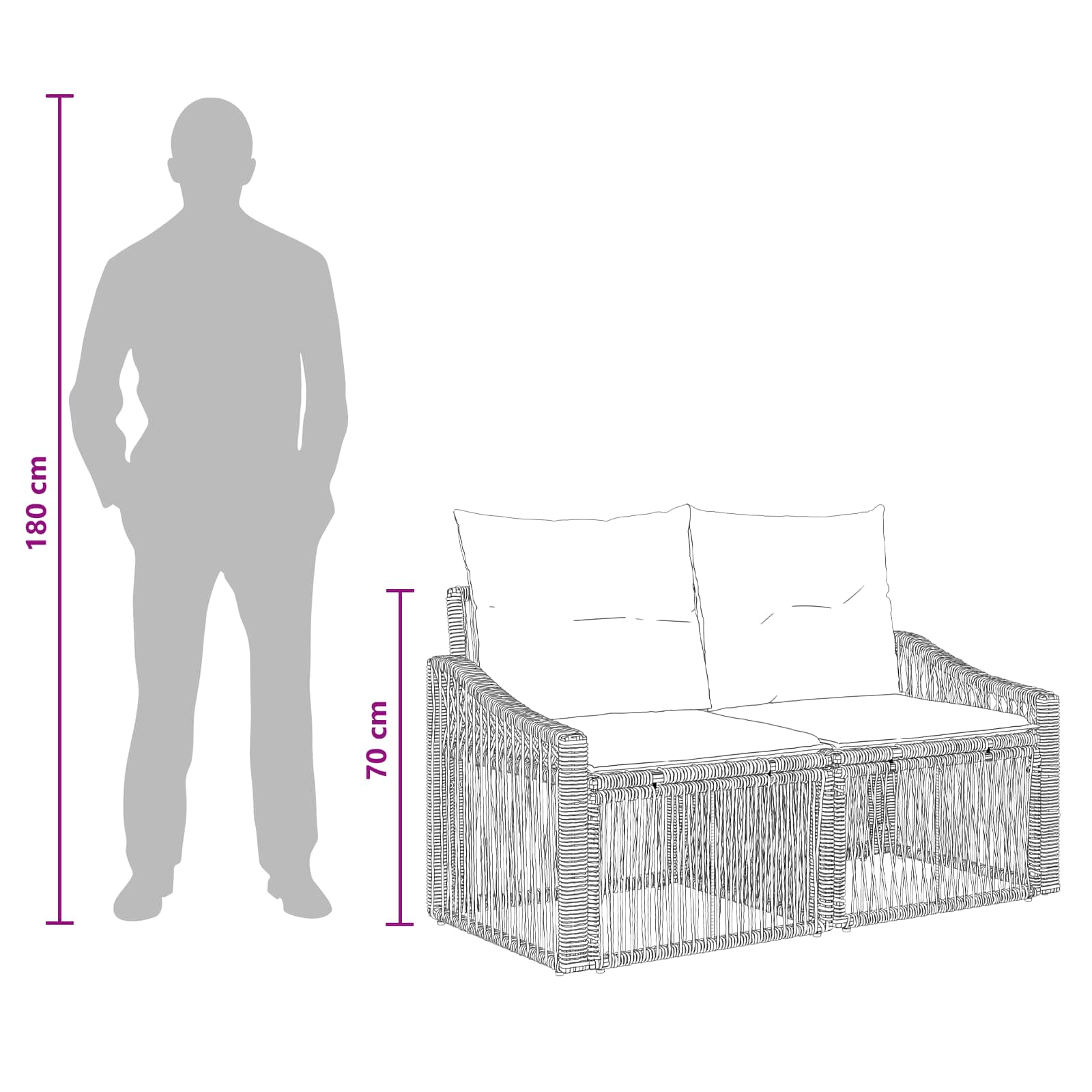 Gartensofa-set 5 pcs Grau Poly-Rattan