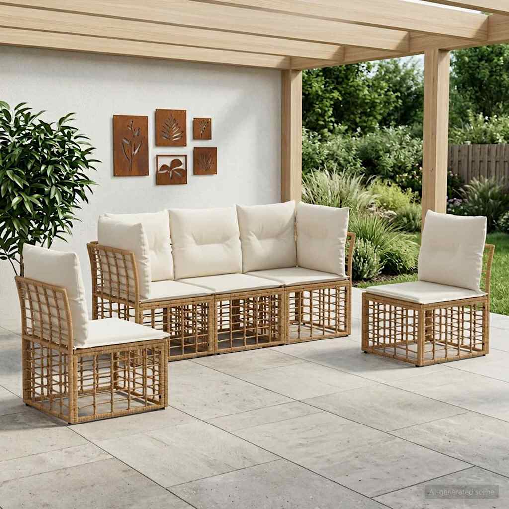 Outdoor-Sofagarnitur Natur Polyester
