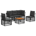 Outdoor-Sofagarnitur 6 pcs Schwarz und Dunkelgrau Polyester