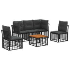 Outdoor-Sofagarnitur 6 pcs Schwarz und Dunkelgrau Polyester