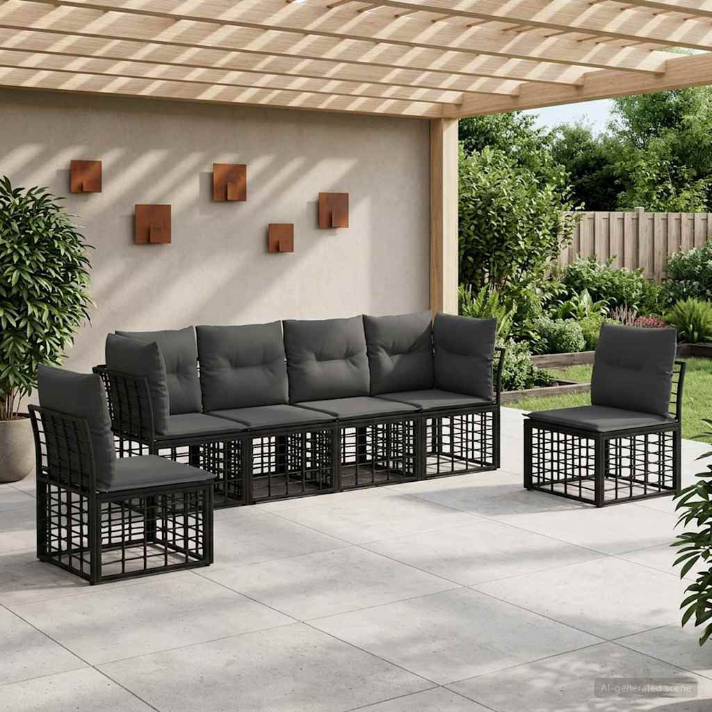 Outdoor-Sofagarnitur Schwarz Polyester