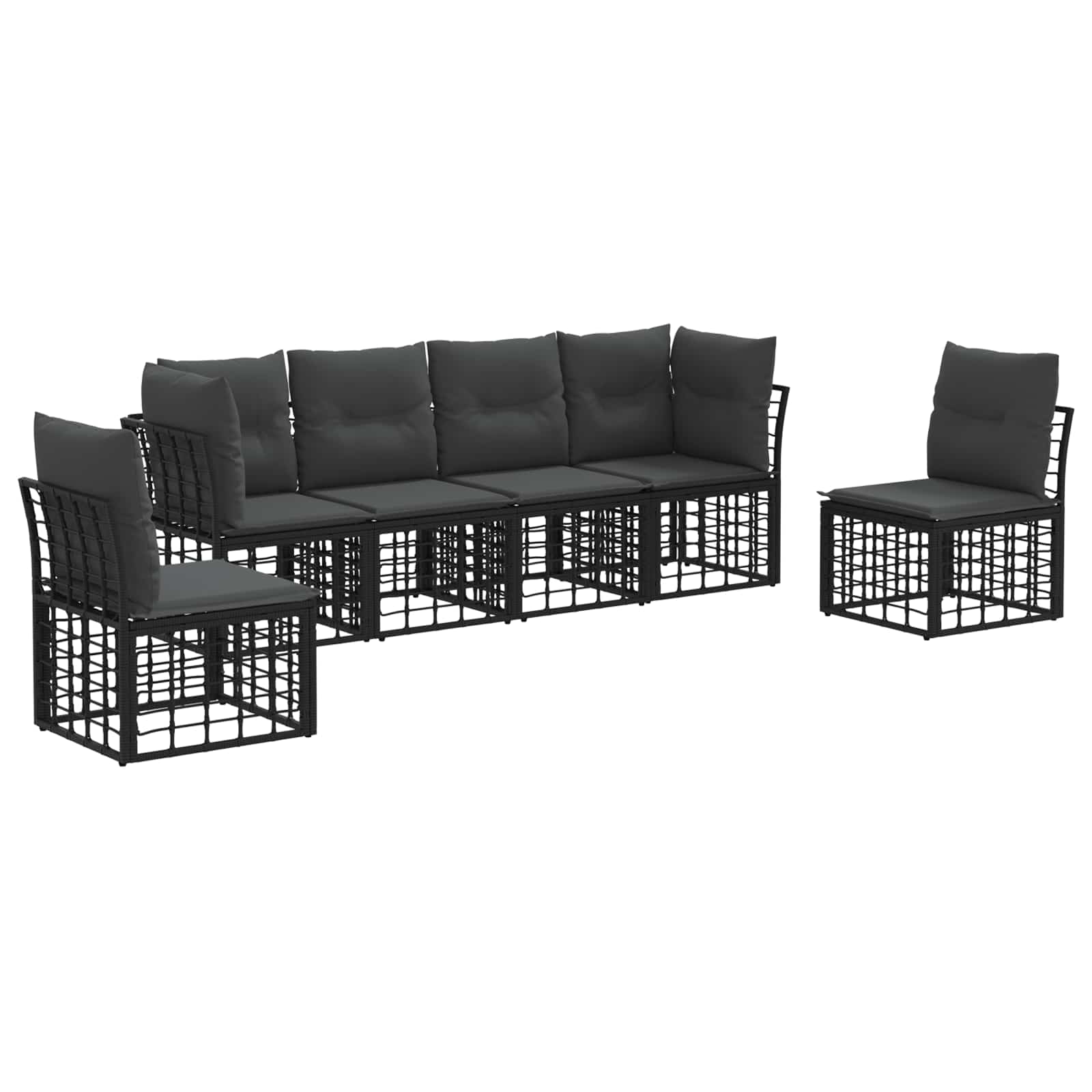 Outdoor-Sofagarnitur Schwarz Polyester