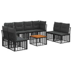 Outdoor-Sofagarnitur 9 pcs Schwarz und Dunkelgrau Polyester
