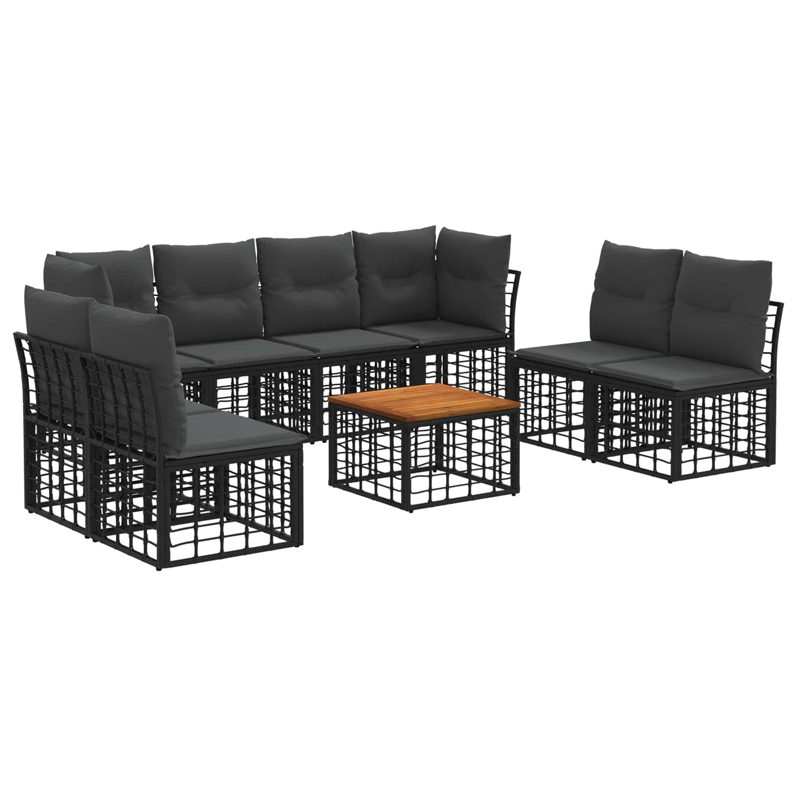 Outdoor-Sofagarnitur 9 pcs Schwarz und Dunkelgrau Polyester