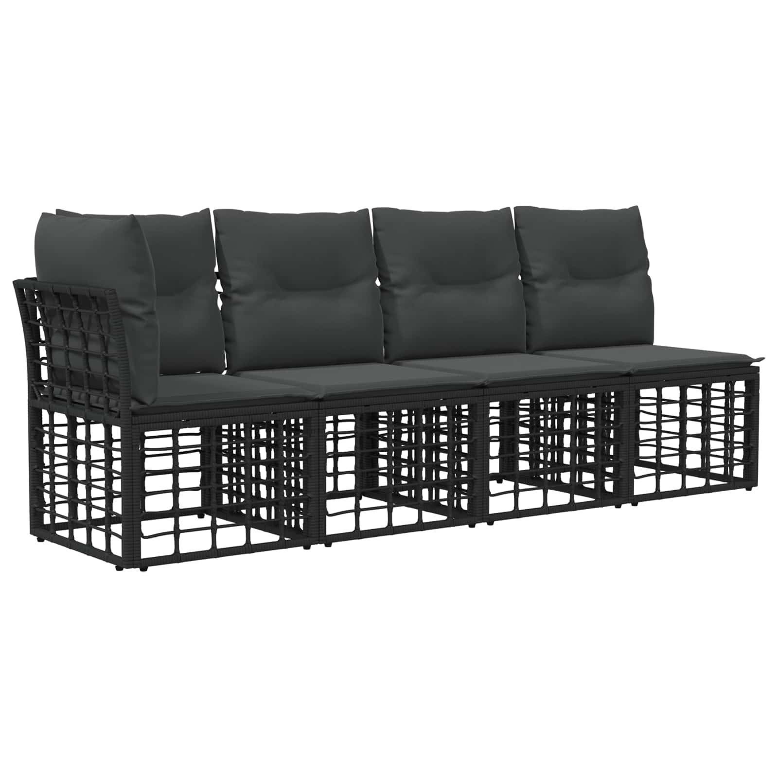 Outdoor-Sofagarnitur 9 pcs Schwarz und Dunkelgrau Polyester