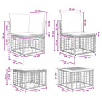 Outdoor-Sofagarnitur 6 pcs Natürlich und Cremweiß Polyester