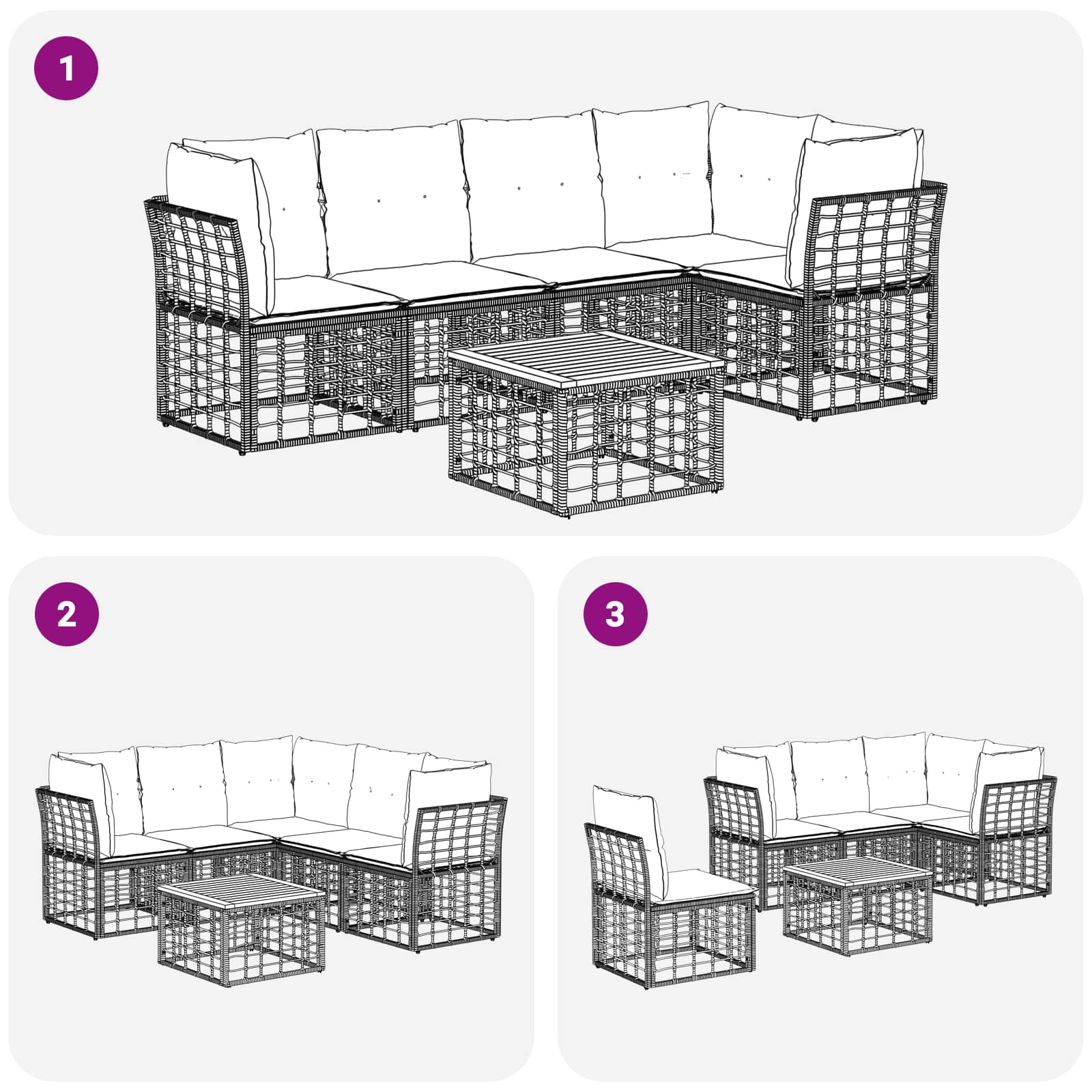 Outdoor-Sofagarnitur 6 pcs Natürlich und Cremweiß Polyester