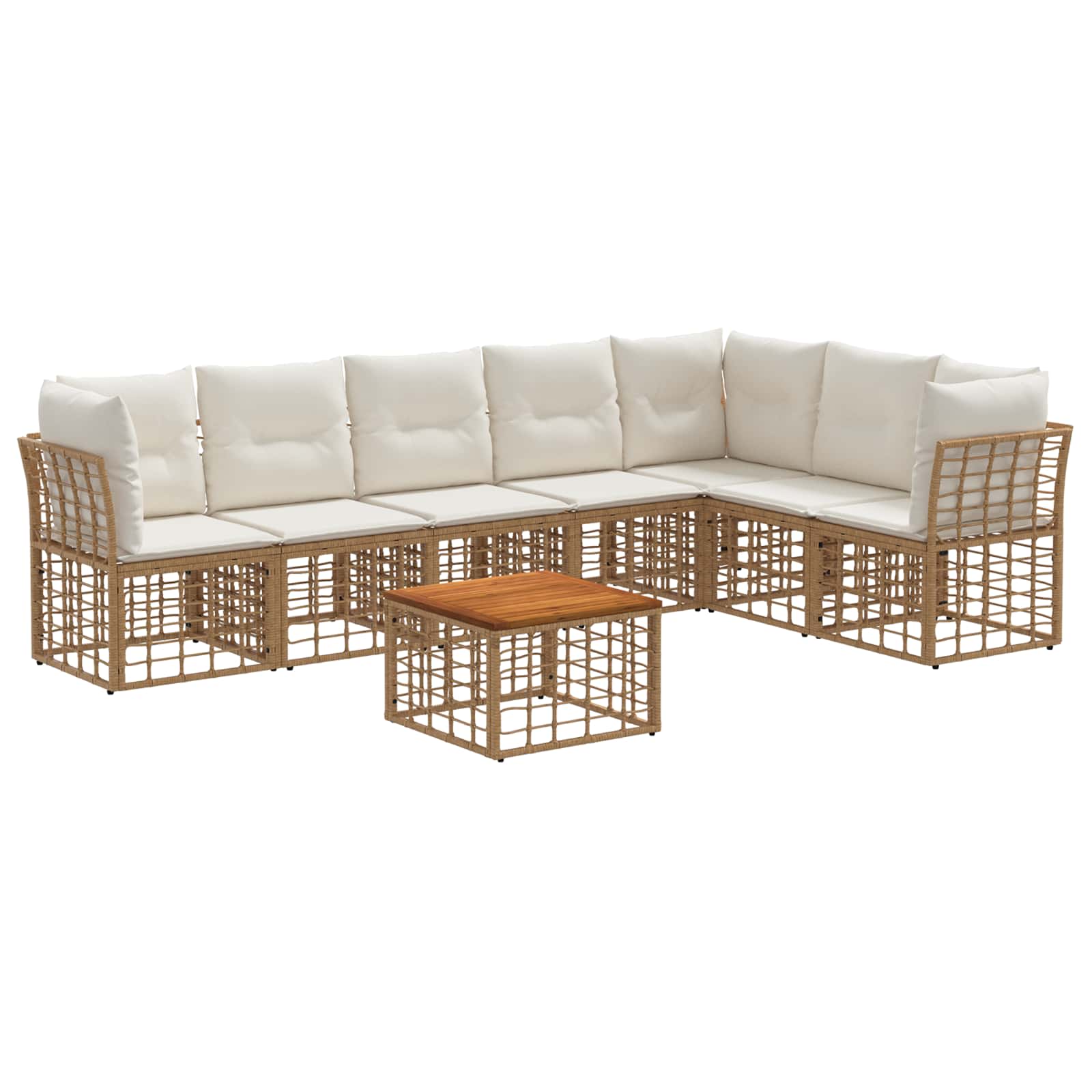 Outdoor-Sofagarnitur 8 pcs Natürlich und Cremweiß Polyester