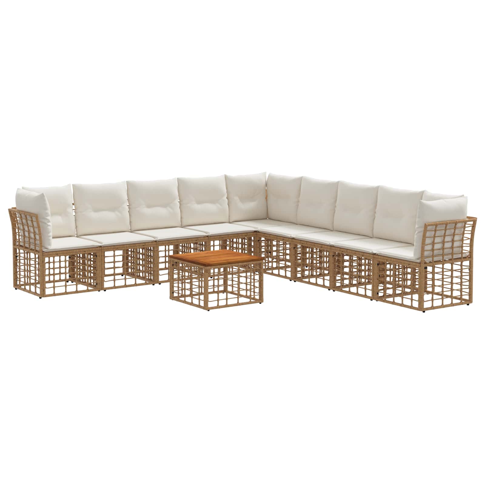Outdoor-Sofagarnitur 10 pcs Natürlich und Cremweiß Polyester