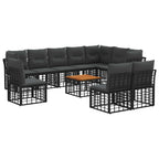 Outdoor-Sofagarnitur 11 pcs Schwarz und Dunkelgrau Polyester