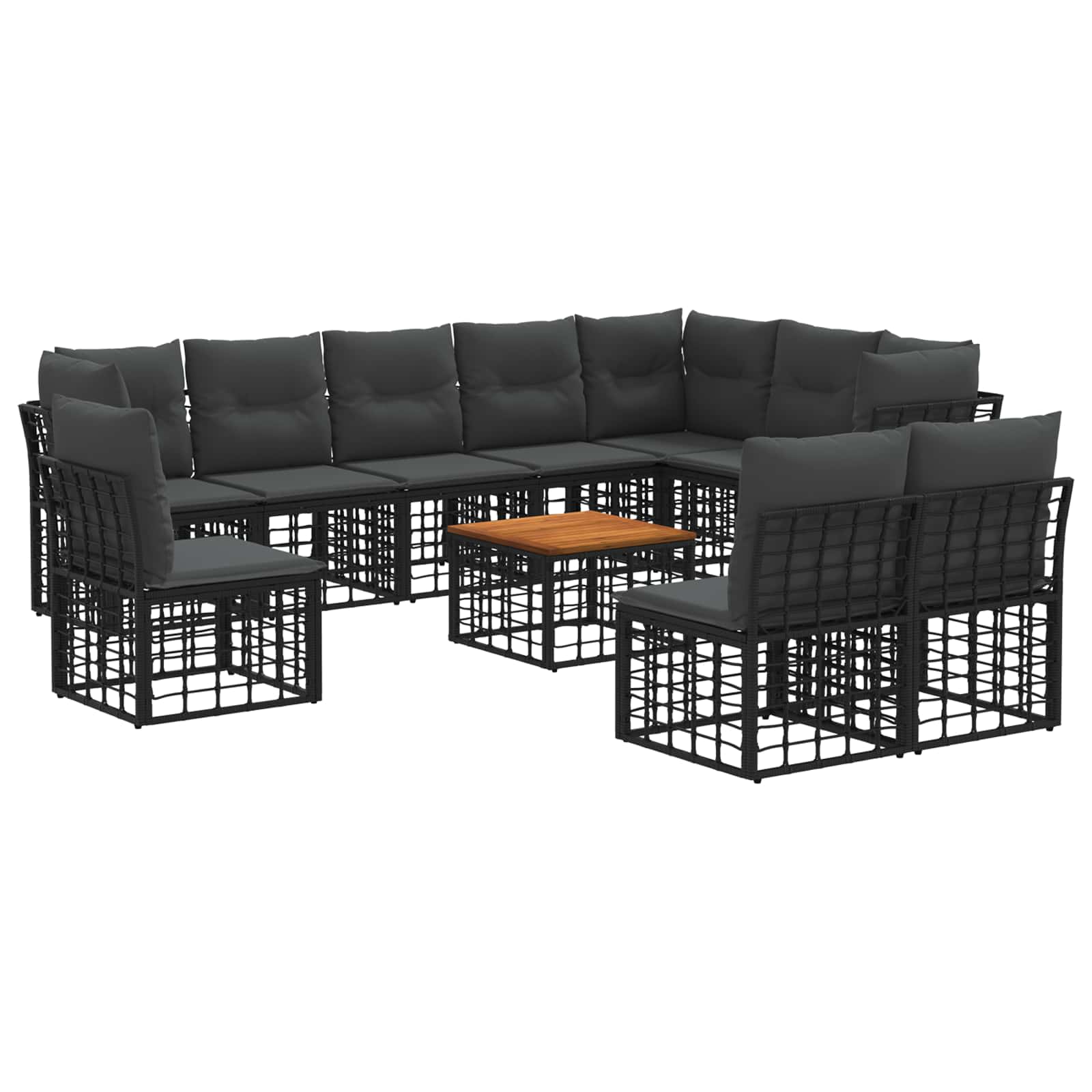 Outdoor-Sofagarnitur 11 pcs Schwarz und Dunkelgrau Polyester