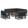 Outdoor-Sofagarnitur 12 pcs Schwarz und Dunkelgrau Polyester