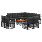 Outdoor-Sofagarnitur 12 pcs Schwarz und Dunkelgrau Polyester
