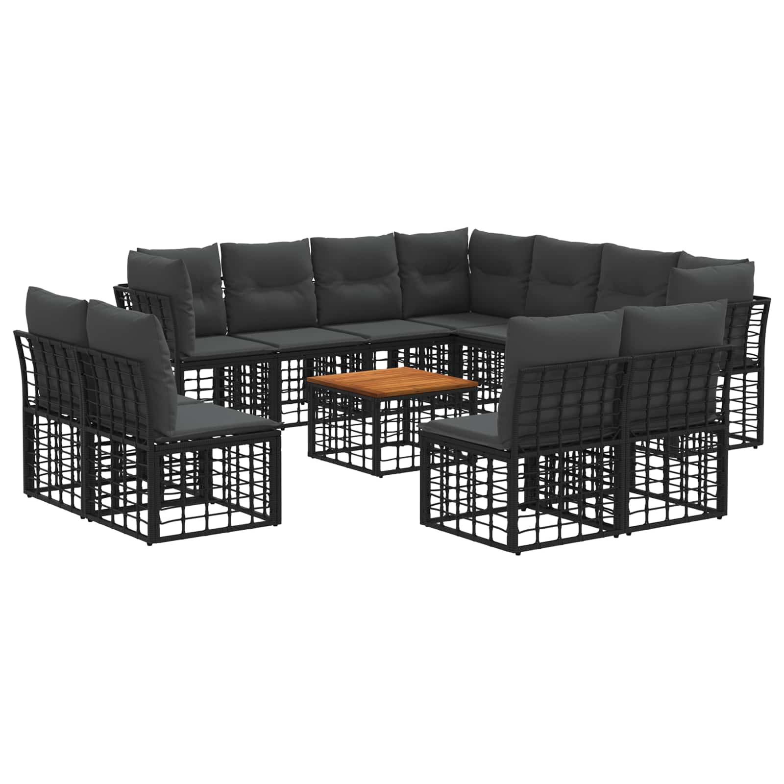 Outdoor-Sofagarnitur 12 pcs Schwarz und Dunkelgrau Polyester