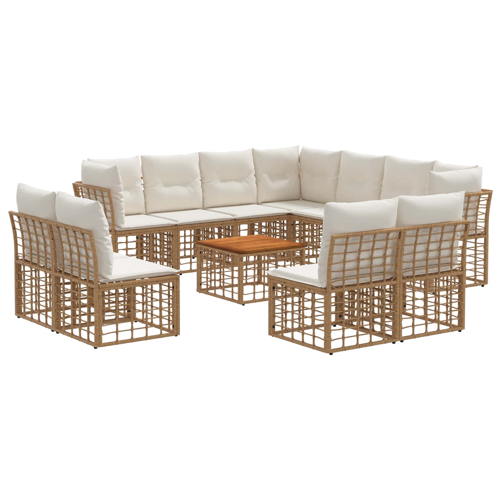 Outdoor-Sofagarnitur 12 pcs Natürlich und Cremweiß Polyester