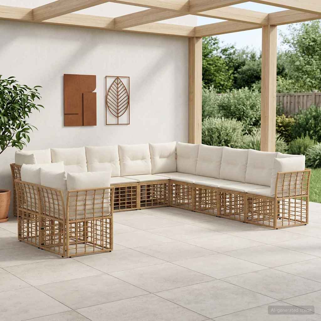 Outdoor-Sofagarnitur Natur Polyester