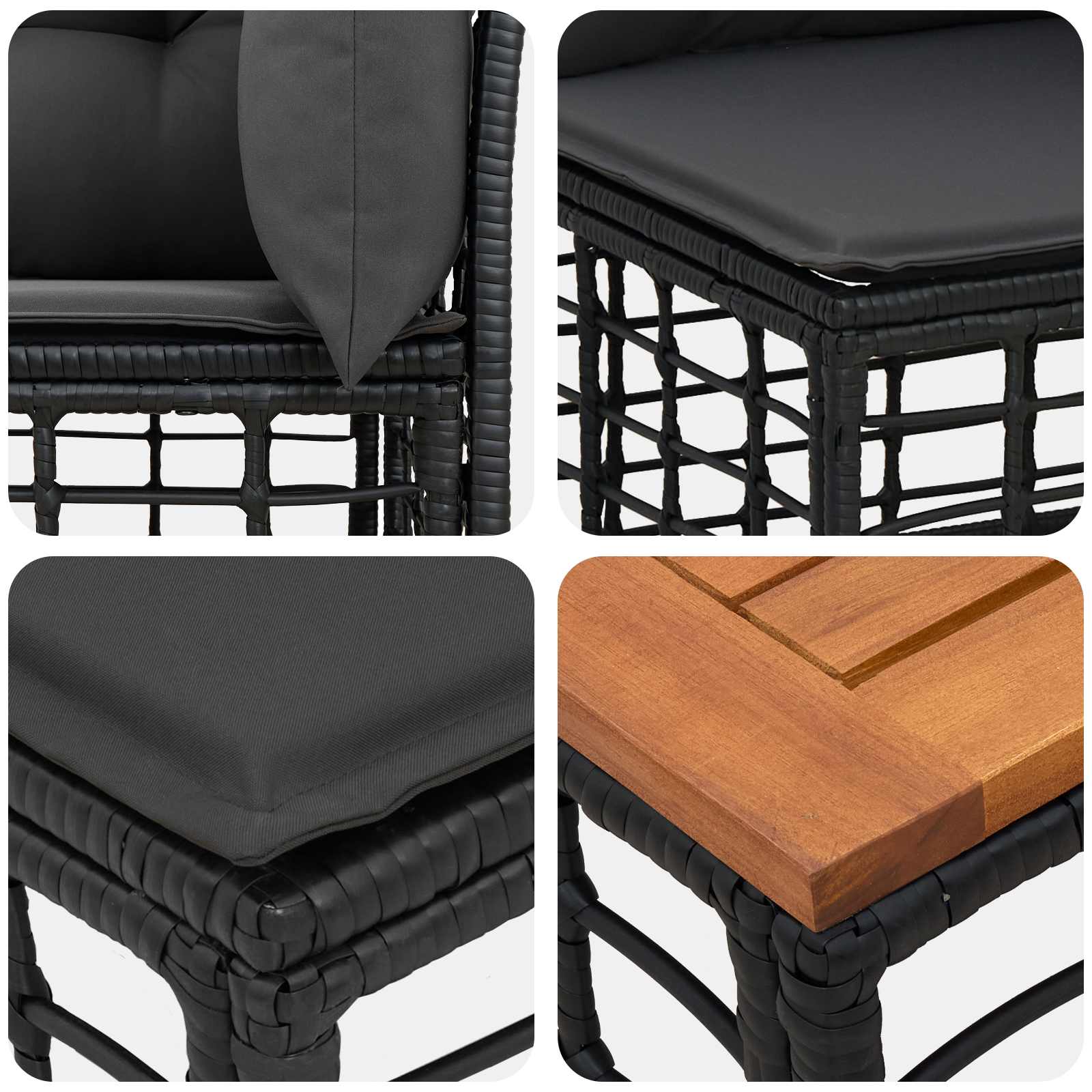 Outdoor-Sofagarnitur 8 pcs Schwarz und Dunkelgrau Polyester