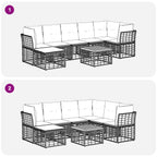 Outdoor-Sofagarnitur 8 pcs Natürlich und Cremweiß Polyester