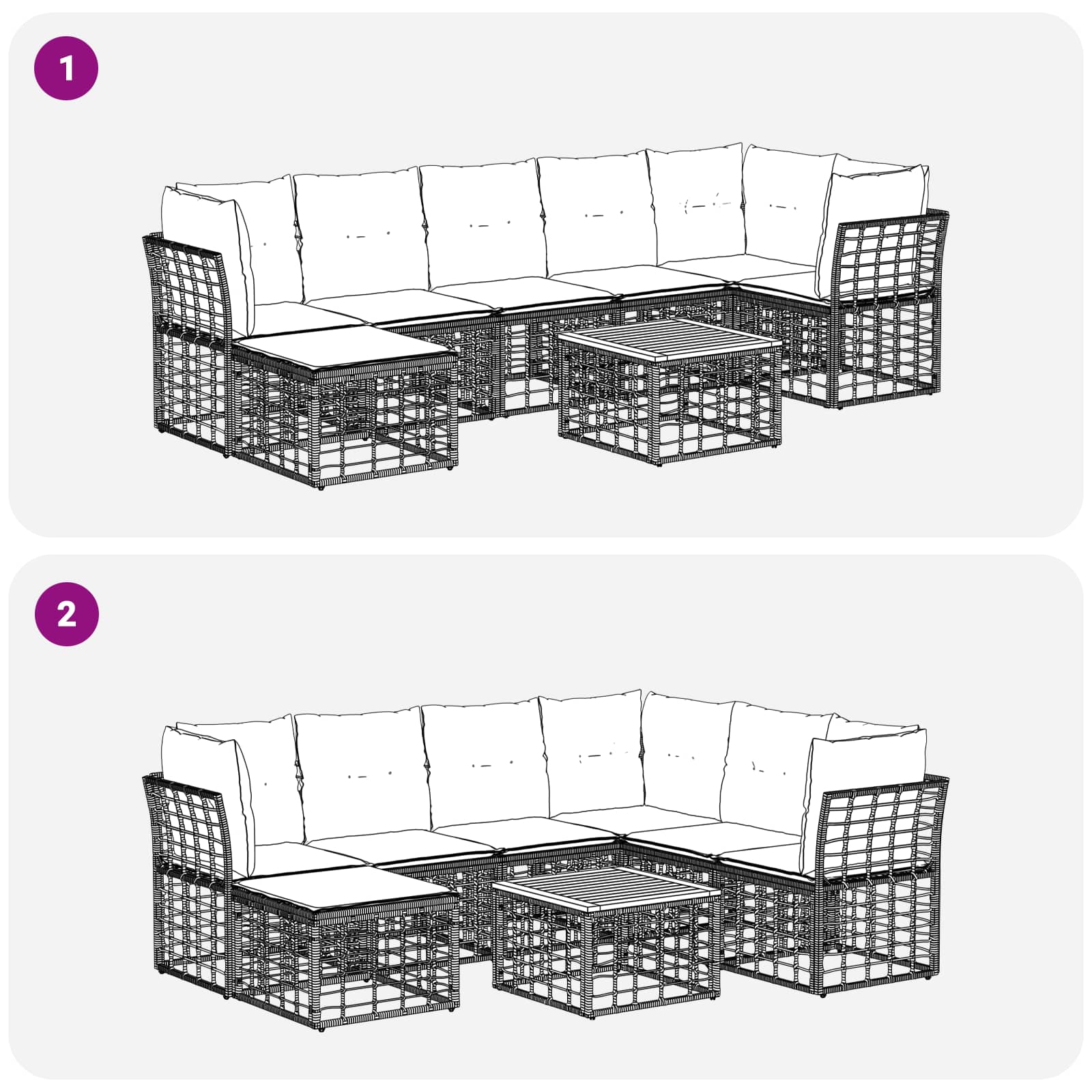 Outdoor-Sofagarnitur 8 pcs Natürlich und Cremweiß Polyester
