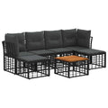 Outdoor-Sofagarnitur 7 pcs Schwarz und Dunkelgrau Polyester