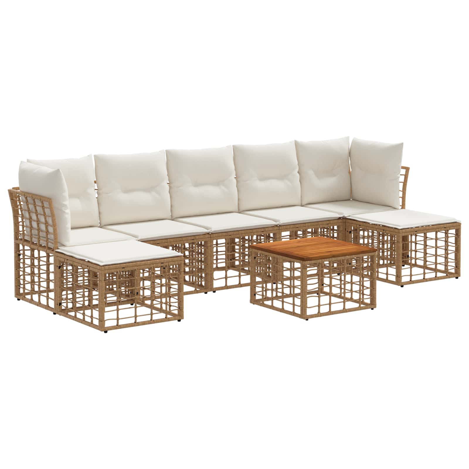 Outdoor-Sofagarnitur 8 pcs Natürlich und Cremweiß Polyester