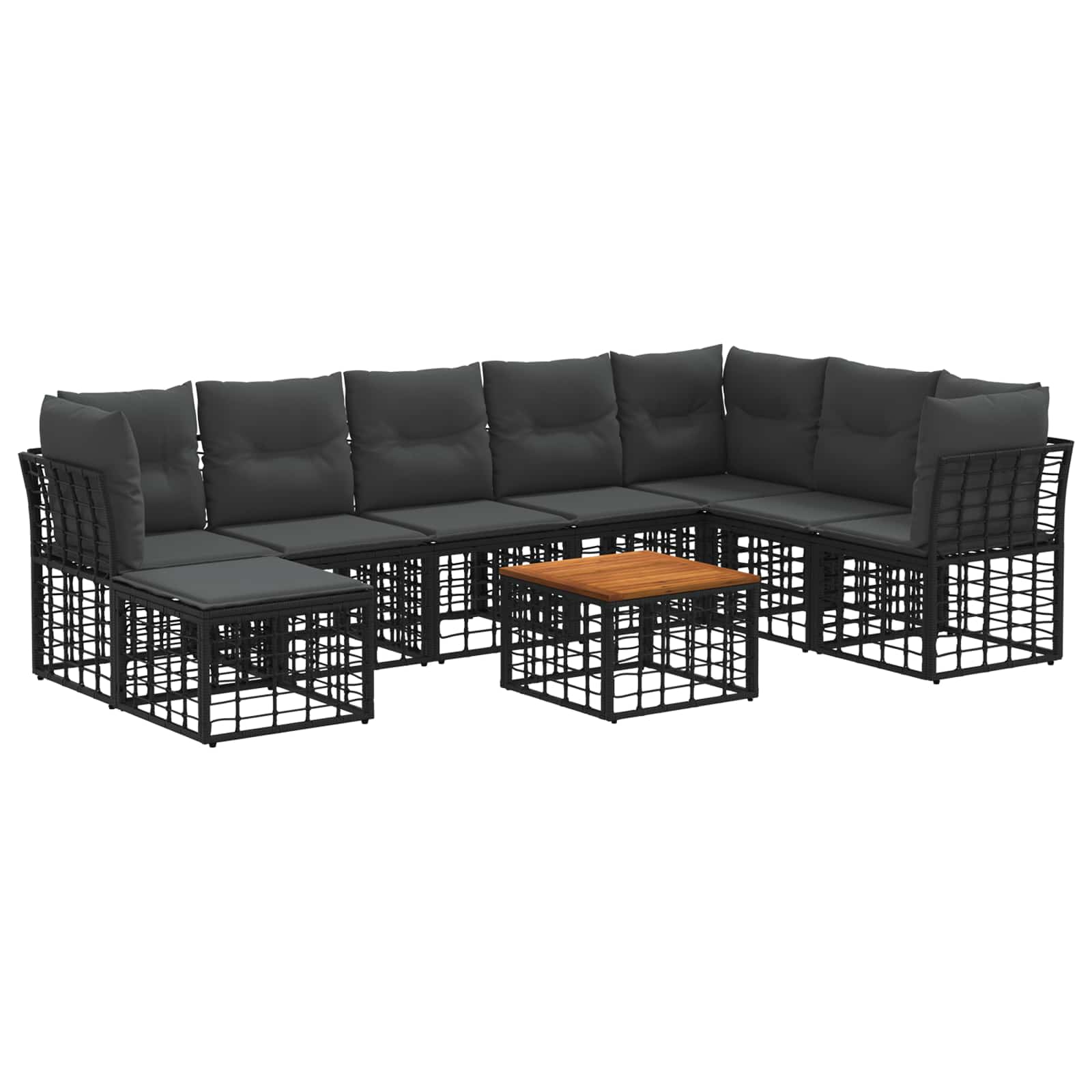 Outdoor-Sofagarnitur 9 pcs Schwarz und Dunkelgrau Polyester
