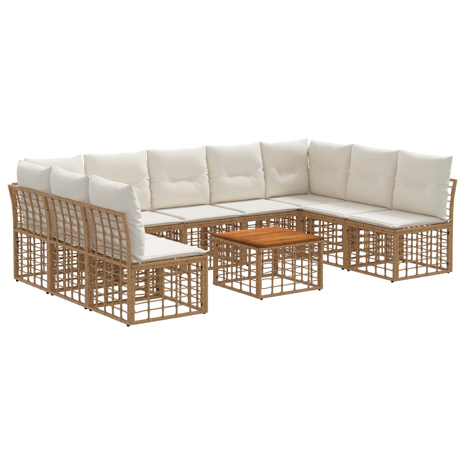 Outdoor-Sofagarnitur 10 pcs Natürlich und Cremweiß Polyester