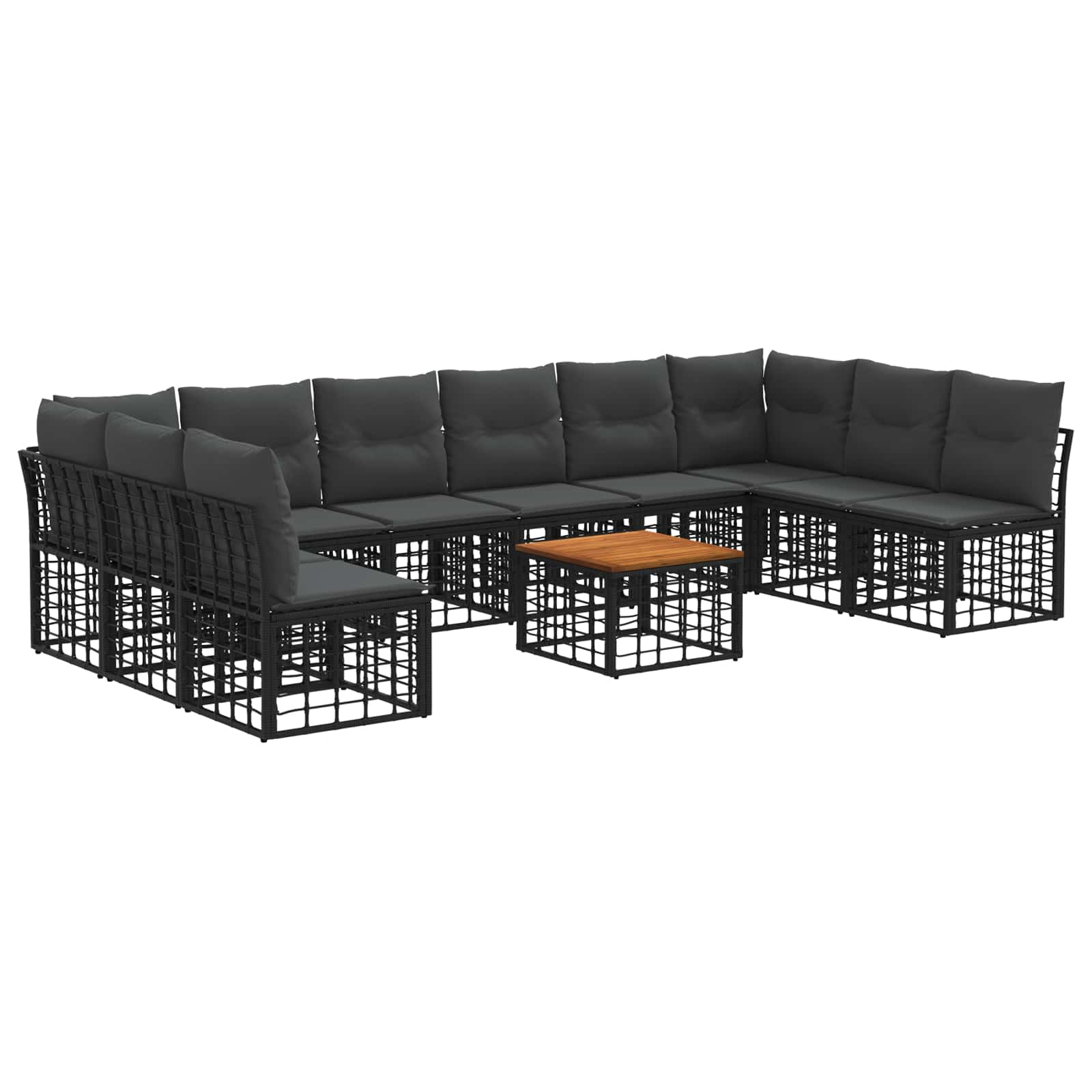 Outdoor-Sofagarnitur 11 pcs Schwarz und Dunkelgrau Polyester