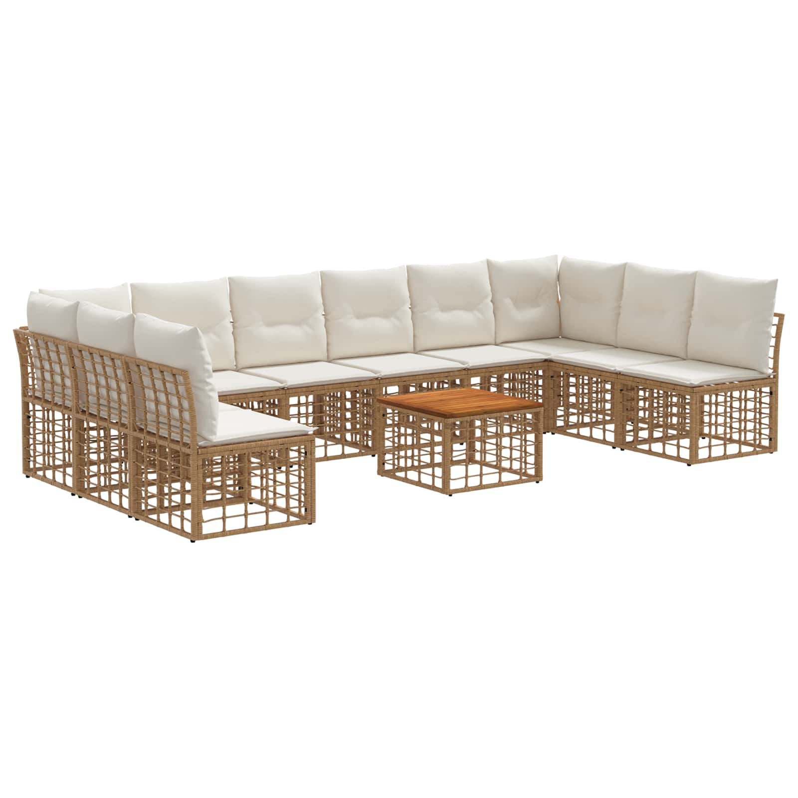 Outdoor-Sofagarnitur 11 pcs Natürlich und Cremweiß Polyester